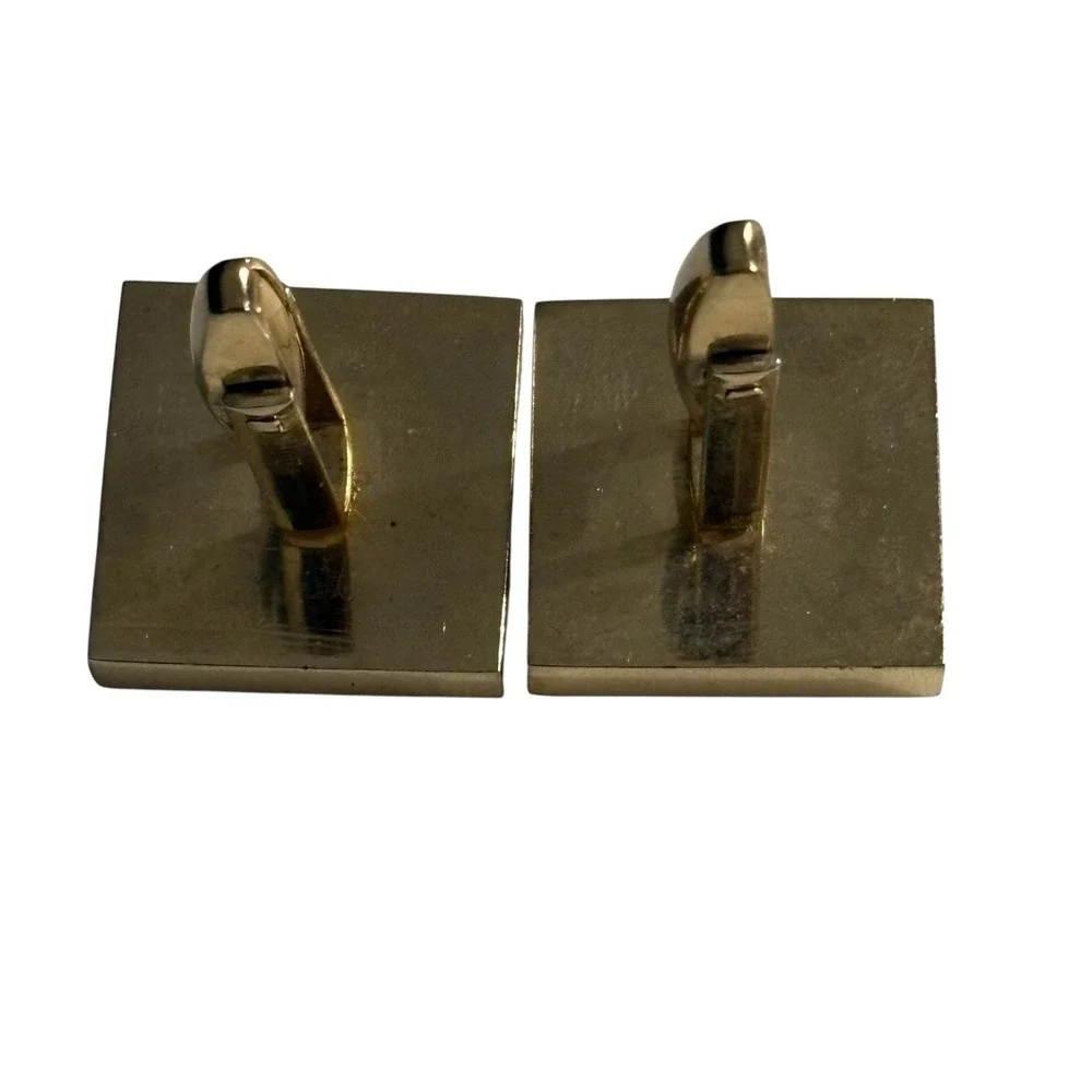 Foster Cufflinks Tie Tac Pin Set Cloudy White Round Acrylic Center Gold Tone VTG
